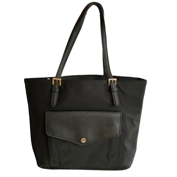 Michael Kors Black Nylon Tote Gold Accents Large - Picture 2 of 14